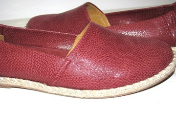 FABER skórzane bordowe espadryle 37