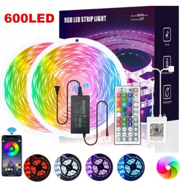 BLUETOOTH ZESTAW TAŚMA 10M 600 RGB LED KOLOROWA NA PILOT WODOODPORNA PASEK