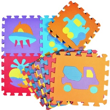 MATA PIANKOWA DUŻE PUZZLE PIANKOWE pojazdy 10 szt