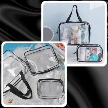 НАБОР 3В1 ПРОЗРАЧНАЯ ТУРИСТИЧЕСКАЯ ПУТЕШЕСТВЕННАЯ КОСМЕТИЧЕСКАЯ СУМКА НА МОЛНИИ КОСМЕТИКА