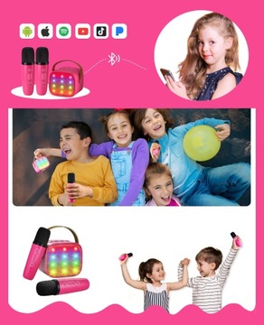 КАРАОКЕ-МАШИНА ПОРТАТИВНЫЙ ДИНАМИК BLUETOOTH С 2 БЕСПРОВОДНЫМИ МИКРОФОНАМИ