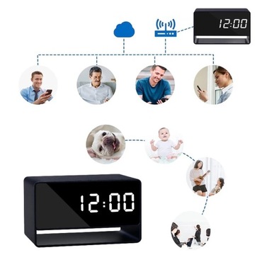 ZEGAR Z UKRYTĄ MINI KAMERĄ SZPIEGOWSKĄ BUDZIK FULL HD WIFI