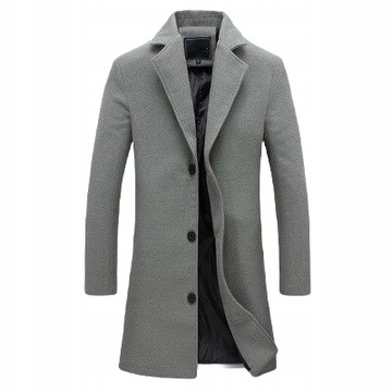 ELEGANCKI DŁUGI MĘSKI PŁASZCZ ZIMOWY WEŁNIANY4XL