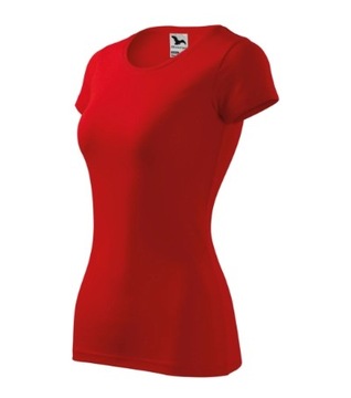 Elastyczna Koszulka Damska Bawełniana GLANCE Czerwona Slim-Fit roz. M