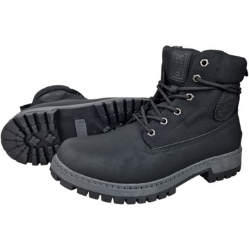 Zimowe męskie buty trapery trekkingowe botki czarne BIG STAR KK174206 45