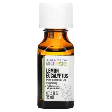 Aura Cacia, Pure Essential Oil, Lemon Eucalyptus, 0.5 fl oz (15 ml)