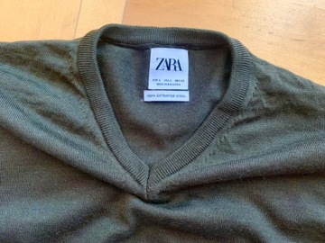 ZARA _męski sweter_ klasyk _100% merino khaki M/L