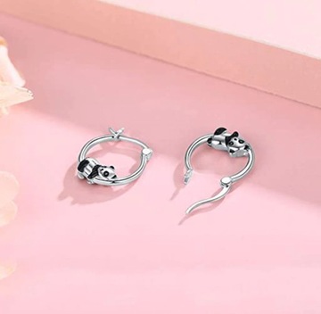 Серьги-круги в форме панды-ленивца