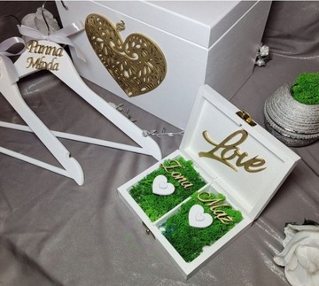 свадебный набор, коробка для конвертов, обручальные кольца, вешалки