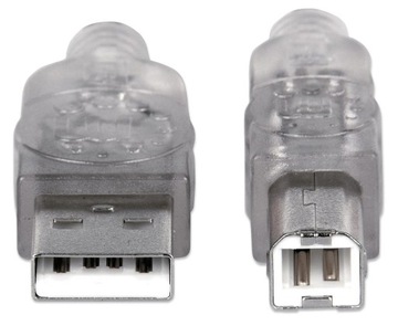 USB-кабель Manhattan USB 2.0 A-B M/M, 1,8 м, серебристый