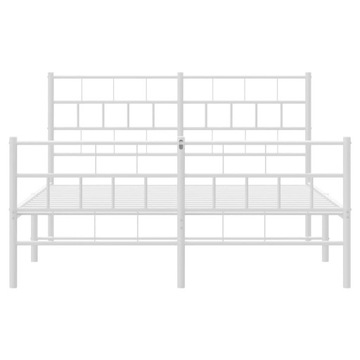 Металлический каркас кровати с изголовьем и изножьем, белый, 120х190 см.