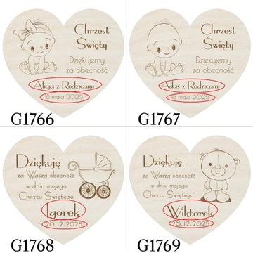 Podziękowania dla gości na CHRZEST Święty Roczek MAGNES magnesy ANIOŁEK