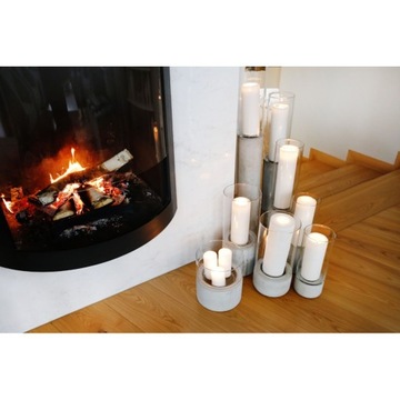 ŚWIECZNIK LAMPION SZKLANY + BETON ARCHITEKTONICZNY