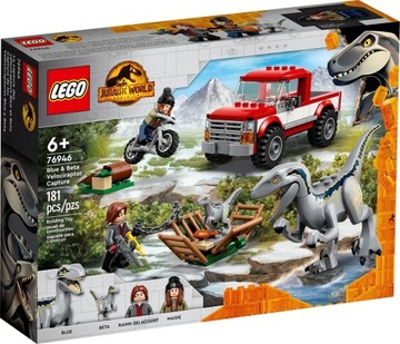 LEGO Jurassic World 76946 DINOZAURY Blue i Beta Samochód Terenowy Motocykl