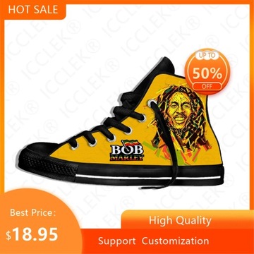 wysokie buty płócienne Legend Bob Marley Reggae Star Rasta Music Funny Fash