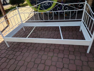 Łóżko metalowe pojedyncze białe 90x200