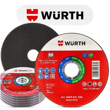 25x Tarcza Do Cięcia Metalu 125x1mm MOCNA Tarcze Rur Stali RED LINE WURTH