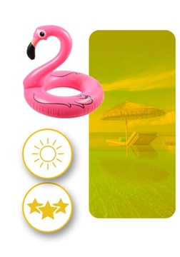 DMUCHANY FLAMING PONTON KOŁO DO PŁYWANIA RÓŻOWY DO BASENU DUŻY XXL 90 cm