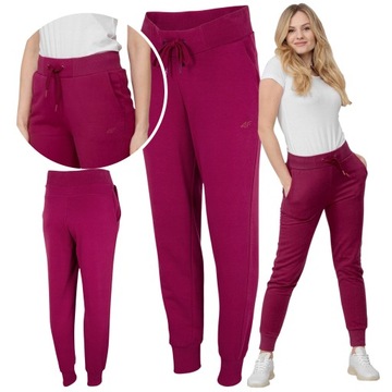 spodnie dresowe bawełniane damskie joggery 4f dresy sportowe wygodne r. xs