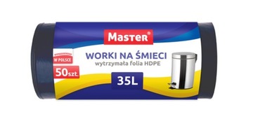 Worki na śmieci 35 litrów (50 sztuk) czarne HDPE