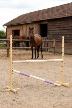 Перешкода для стрибків для Hobby Horse 160 см, h-120 см, дві колоди - бежева/рожевий