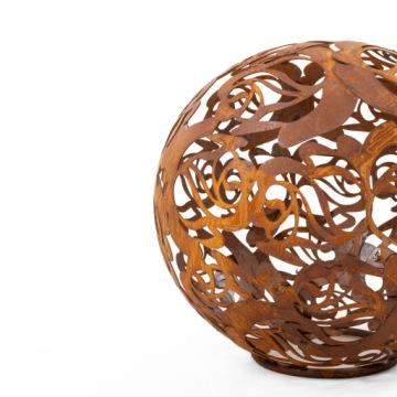 KULA OGRODOWA RÓŻA DEKORACYJNA LAMPA KULE OGRODOWE ZEWNĘTRZNE 23 CM CORTEN