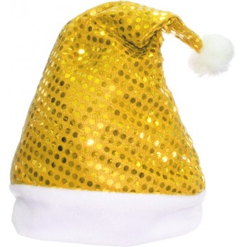 CZAPKA MIKOŁAJA cekiny złota mikołajka