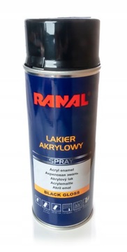 RANAL Lakier Akrylowy Spray 400ml - CZARNY POŁYSK