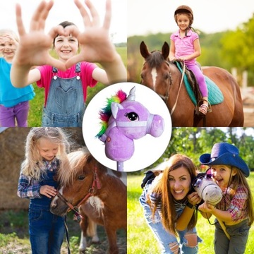 Голова лошади на палочке плюшевая БОЛЬШАЯ Лошадка-единорог со звуком