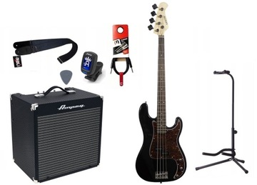 GITARA BASOWA + WZMACNIACZ 30W KABEL ZESTAW