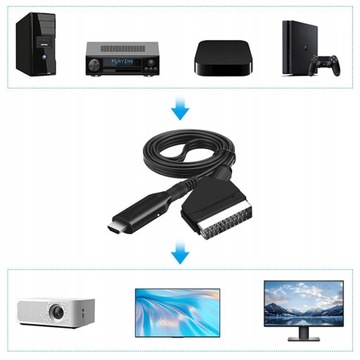Kabel przewód Adapter konwerter z Euro HDMI na SCART PAL/NTSC 1080P HD 1m