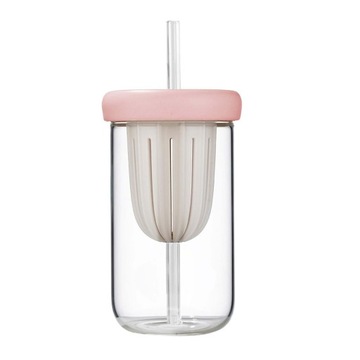 Бутылка Bubble Tea Cup с трубочкой для смузи Smoothies розовая 450мл