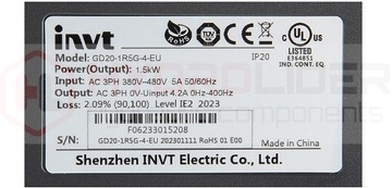 ЭЛЕКТРОДВИГАТЕЛЬ 1,5 кВт 400 В И РЕГУЛЯТОР СКОРОСТИ ВЕКТОРНЫЙ ИНВЕРТОР