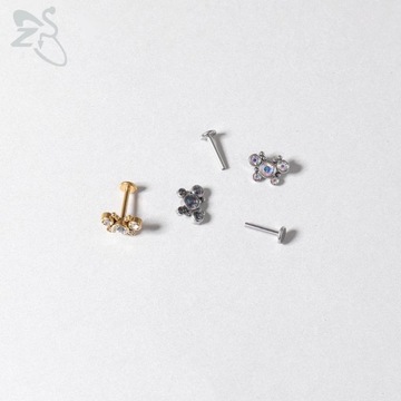 ZS-Пирсинг Лабрет де Асеро неокисляемый Цвет дорадо, бола де кристал пара