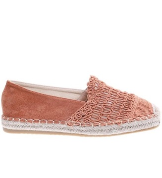 Buty damskie Koronkowe ażurowe balerinki espadryle na platformie 15738