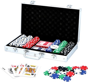 POKER Zestaw do Pokera 300 Żetonów Karty Walizka