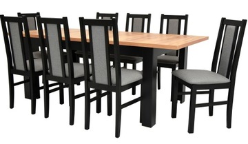 Zestaw DO SALONU JADALNI 8 krzeseł DREWNIANE i ROZKŁADANY stół do 2m CRAFT