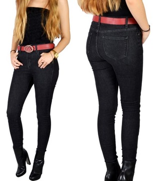 Jeansy Damskie Spodnie Jeansowe z Paskiem Skiny