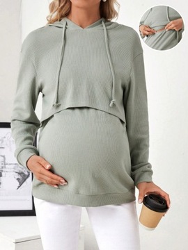 SHEIN MATERNITY SWETER CIĄŻOWY Z KAPTUREM ZIELONA M 134