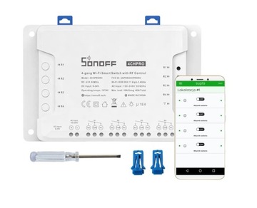 Sonoff 4CH Pro R3 4 kanałowy przełącznik WiFi + RF 433MHz z SUPLA