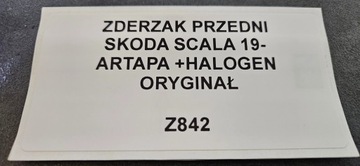 NÁRAZNÍK PŘEDNÍ MŘÍŽKA SKODA SCALA 19- ORIGINÁLNÍ