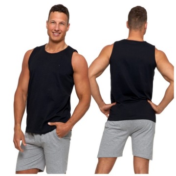 CZARNA KOSZULKA BEZ RĘKAWÓW MĘSKA TANK TOP BEZRĘKAWNIK BAWEŁNIANY MORAJ R.L