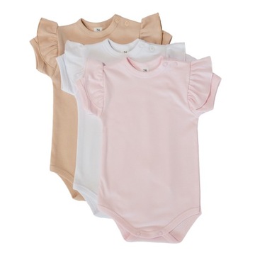 3PAK BODY dziecięce GŁADKIE falbanka mix R80