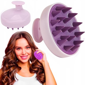 SZCZOTKA MASAŻER SILIKONOWY PEELING MYCIE GŁOWY DO MASEK ODŻYWEK FIOLETOWA