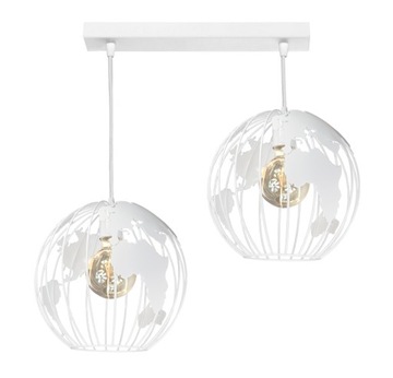ŻYRANDOL LAMPA WISZĄCA GLOBUS 2 KULA BIAŁA na LED