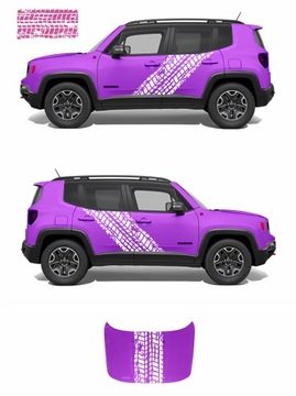 ZESTAW NAKLEJEK NA AUTO ODCISK OPONY JEEP RENEGADE