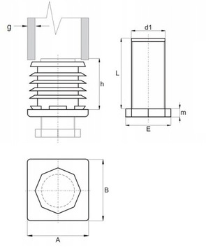 РЕГУЛИРУЕМЫЙ ПРОФИЛЬ ДЛЯ НОЖКИ 45x45 НОГА РЕГУЛИРУЕМАЯ ПО ​​ВЫСОТЕ 4 шт.