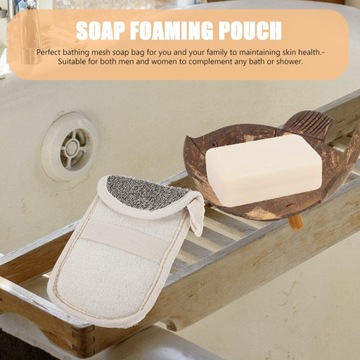 Черный льняной мешочек с мылом. Чистая очищающая пенка для лица.