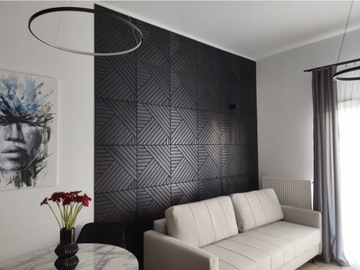 Rombis- panel ścienny drewniany 3D Czarny-Prawy Nowoczesne Lamele Dekoracja