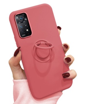 Силиконовое кольцо + стеклянный чехол 9H для Redmi Note 11 Pro